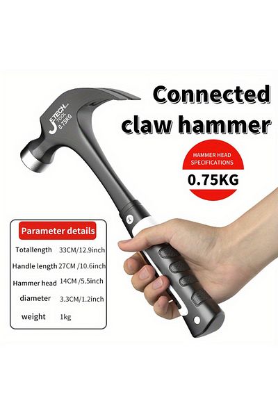 Choice Large 1pc Integrated Claw Hammer, Professional Woodworking Joinery Home Carpentry Hand Hammer, Nail