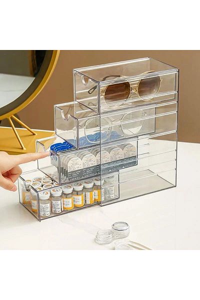 Choice A-4 Layers Clear Earring Storage Box Organizers Cosmetic Jewelry Storage Holder Multifunctional Stor