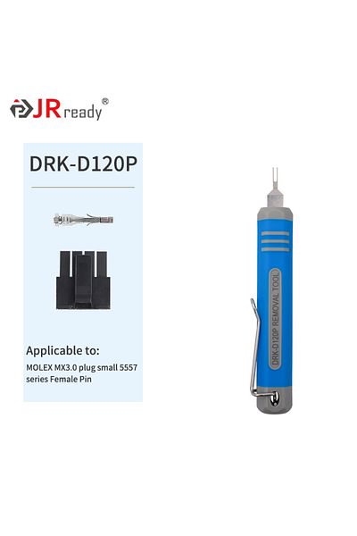 Choice مجموعة أدوات إزالة دبوس الموصل الكهربائي Drk-d120p Jrready، تتضمن أداة استخراج Mini-fit Jr.، وموصل Molex