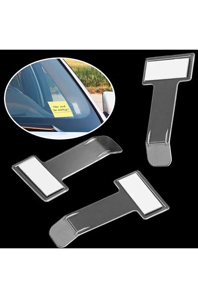Choice 2pcs Transparent Car Vehicle Parking Ticket Receipt Permit Card Holder Clip Sticker Windscreen Pl...