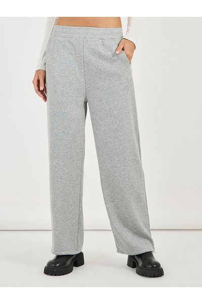 Styli Solid Wide Leg Joggers with Elasticated Waistband