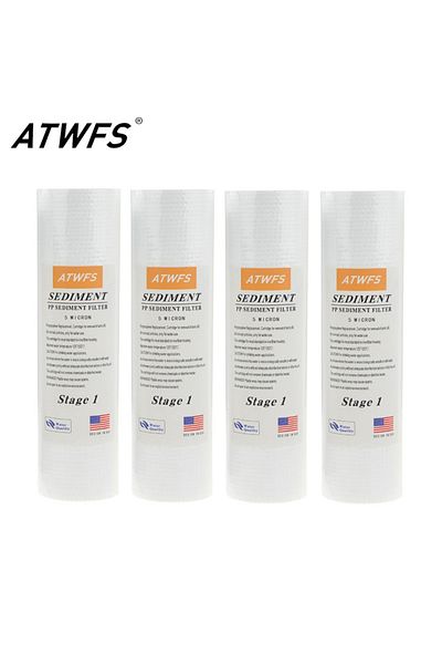 Choice 4pcs Atwfs Water Purifier Filter 5 Micron 4 X 10" Ppf Filter Sediment Water Filter Cartridge (4 PCS)