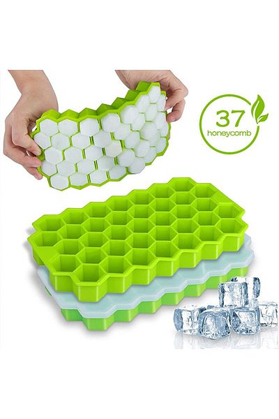 Choice Green 1pcs Honeycomb 37 Lattice Cube Tray Maker With Lid Diy Ice Mold