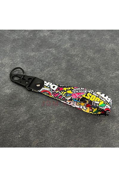 Choice Graffiti Wrist Strap Multi-style High-quality Jdm Racing Keychain Nylon Strap Keychain Steel Spring