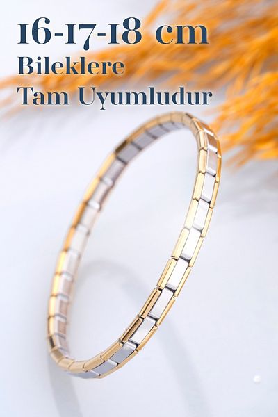 Chillin' Italian Steel Silver and Gold Bracelet - Thin Nomi Charm