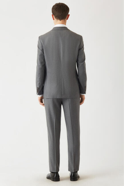 Bisse Erkek Mono Yaka 2 Düğmeli Çift Yırtmaçlı Takım Elbise Gri