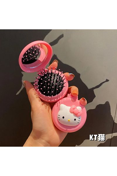 Choice Hello Kitty Sanrio Makeup Mirror Hello Kitty Kuromi My Melody Folding Airbag Comb For Women Portable