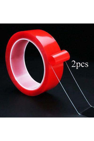 Choice Red 2pcs 2pc Ultra Thin Transparent Red Film Double Sided Tape With Hightemperature Resistance No Ma