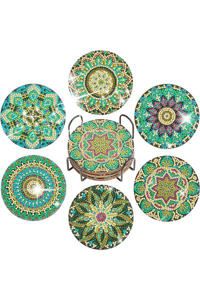 Choice 10x10cm Bd021-6pcs 6pc/sets Diamond Painting Coasters 5d Diy Round Diamond Mosaic Mandala Cup Coaste