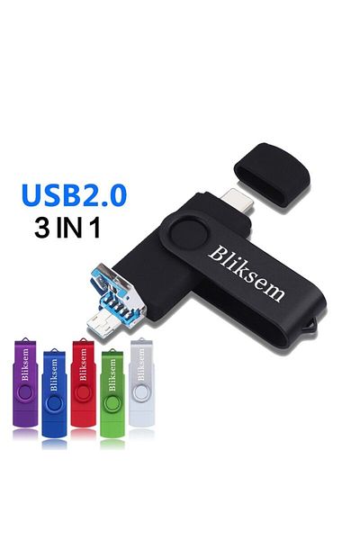 Choice Bliksem 3in1 Pendrive 64gb Type C Memory Stick Otg 64gb 2.0 للكمبيوتر المحمول الهاتف المعدني USB Flash D...