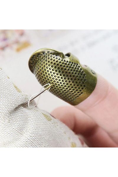 Choice 2pc Antique Bronze Adjustable Embroidery Thimble with Ring Needle Press Hoop Finger Cot Finger Pr...