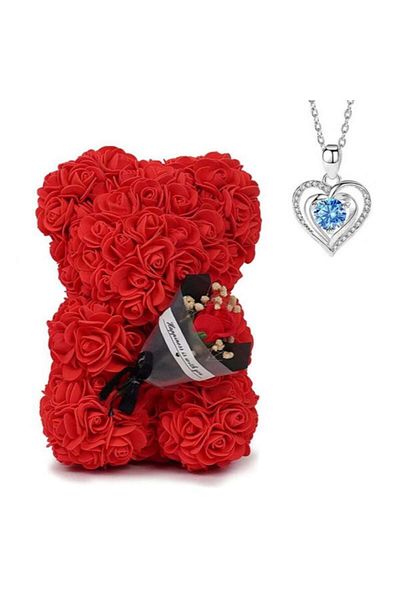 Choice Style1 1pcs Rose Bear 25cm Artificial Foam Rose Flower Mother's Day Valentines Day Gift Hug Bear Bir