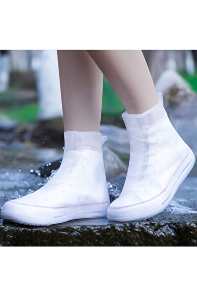 Choice XL white Waterproof Silicone Shoe Cover Rain Boots Cover Non-slip Shoe...