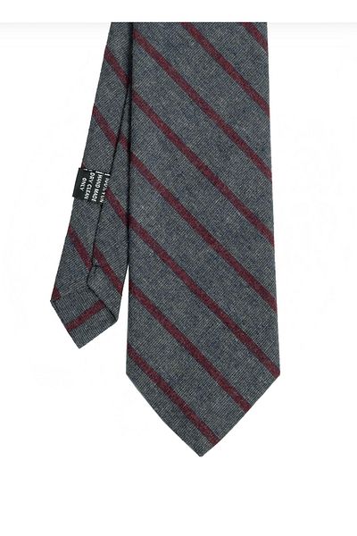 CROATE Gray Striped Soft Cotton Fabric Tie