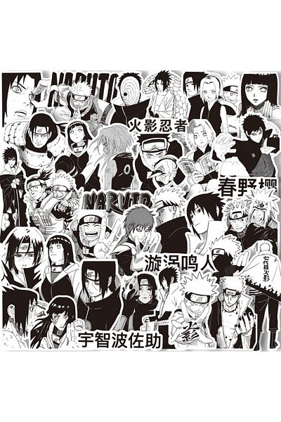 Choice Naruto 65pcs 65-75pcs Black White Naruto Anime Stickers Decoration Suitcase Scrapbooking Laptop Phon