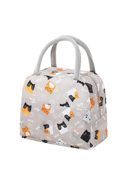 Choice حقيبة غداء معزولة كبيرة السعة مع ورق ألومنيوم سميك منقوش عليها قطة قهو...