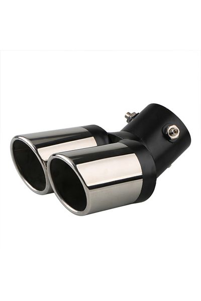 Choice Black Chrome Bent 1pcs 2.5" Inlet Car Auto Exhaust Muffler Tip Stainless Steel Dual Pipe Trim Modifi