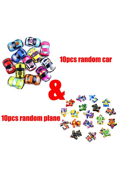 JOKEJOLLY 10 Car 10 Plane 20pcs/lot Cartoon Toys Cute Plastic Pull Back Cars Plane Toy Cars For Child Mini Car