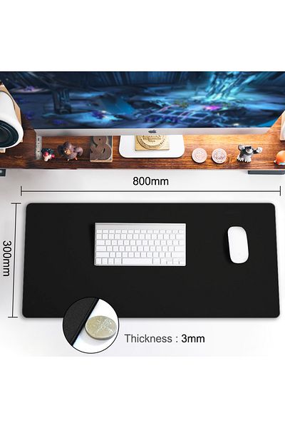 Choice لوحة ماوس سوداء كبيرة 800x300x3 مم، مقاس 25x30x0.3 سم، مع حواف مخيطة متينة وقاعدة مطاطية غير قابلة للانزلاق ولوحة مفاتيح