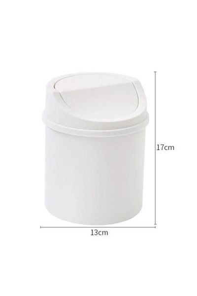 Choice Beige Mini Desktop Bin Small Trash Can Tube With Cover Bedroom Trash Can Garbage Can Clean Workspace