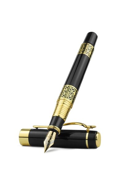 Choice قلم حبر جاف أسود من F Fountain - قطعة واحدة من قلم حبر جاف معدني بتصميم كلاسيكي مع محول عالي الجودة لـ B
