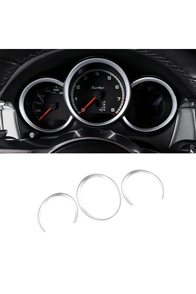 AOSRRUN Silver Abs Car Dashboard Trim Ring Cover Carbon Fiber Style Accessories For Porsche Macan Boxster 71