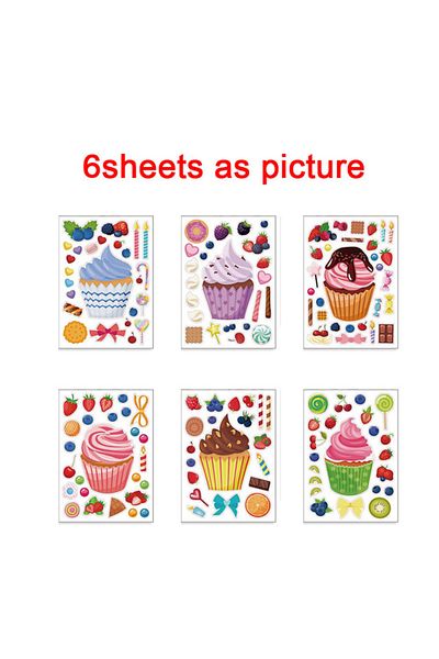 Choice 6 Sheets Make A Cupcake Sticker Sheets For Kids Sweet Create Your Own Cupcake Diy Puzzle Stickers Ch