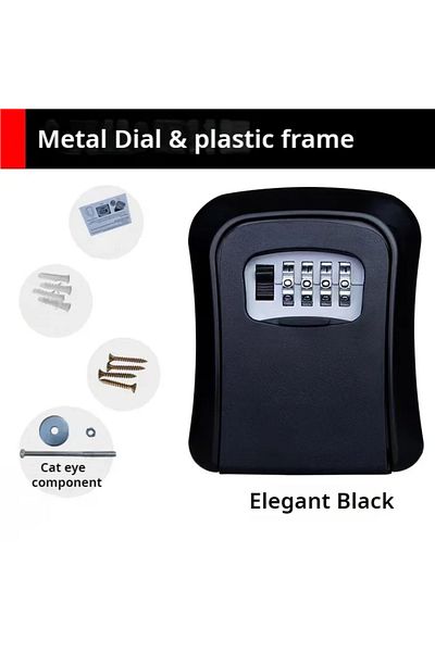 Choice Black Abs Metal Dial Key Lock Box 4 Digit Password Cat Eye Mounted Abs Metal Dial Storage Management