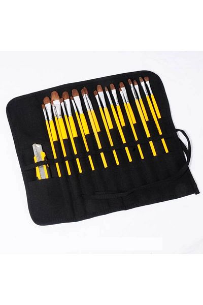 Choice Black 22 Holes Painting Brushes Canvas Storage Bag, 22 Slots Watercolour And Gouache Brushes Calligr