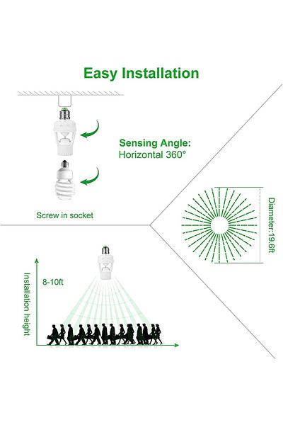 Choice AC100-240V E27 Socket Converter with PIR Motion Sensor Ampoule LED E27 Lamp Base Intelligent Swit...