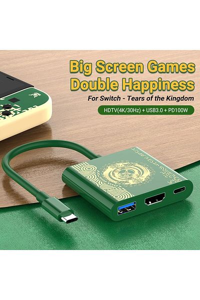 Choice Dark Green Pd100w Game Docking Station For Nintendo Switch/ Oled Support Tv Dock Mode Usb-c To 4k Hd