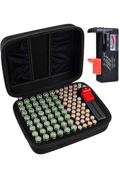 Choice Black (CASE ONLY)battery Organizer Storage Box Case Holder For 48 X Aa, 48 X Aaa Total 96 Batteries