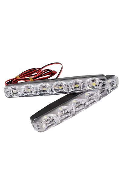 LEEPEE مصابيح LED نهارية بيضاء عالمية بجهد 12 فولت و6 مصابيح LED لتصفيف السيارة مصابيح LED نهارية للسيارة