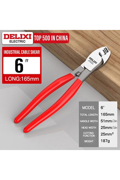 DELIXI ELECTRIC Red -6 In Cable Cutter ,wire Stripper Pliers，chromium Vanadium Steel Forging，used To