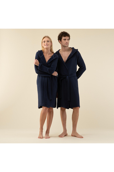 Chakra Armin Unisex Bornoz Marin Mavi