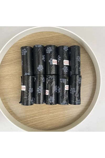 Choice 6x2.3cm black print 10 Rolls Paw Print Pet Garbage Bags, Leak Proof Pet Dog Waste Bags Doggie Poop B