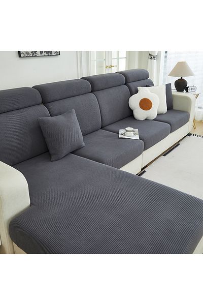 Choice L Dark Grey 1 Pc Sofa Seat Cover Elastic Jacquard Slipcover For Living Room Easy To Clean Couch Cove