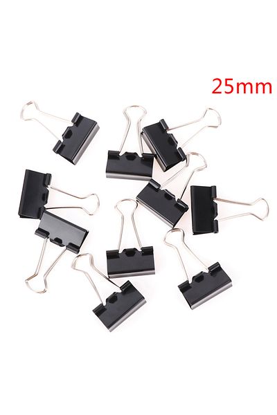 Choice 25mm 10pcs/set Black Metal Binder Clips 19mm/ 25mm/ 32mm Notes Letter Paper Clip Office Stationery S