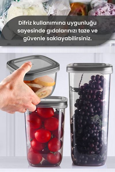 MYBOX Set of 18 Square Food and Seasoning Storage Containers with Labels - 550-1200-1750 ml