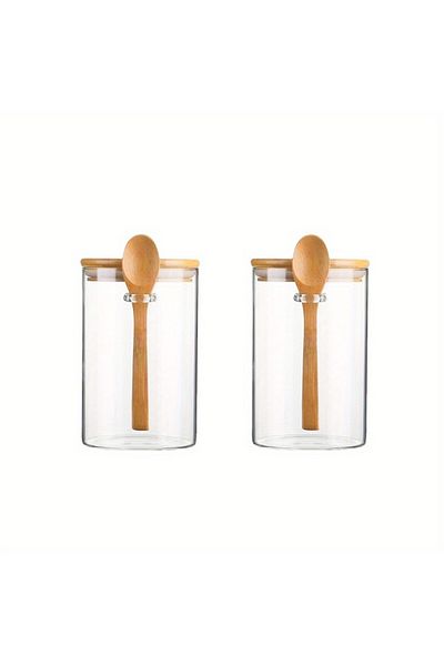 Choice 18oz Airtight Glass Jars With Lids And Spoons, Candy Jars With Lids, Clear Spice Jars, Small Food...