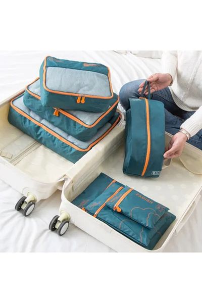 Choice Green 7/6 Pieces Set Travel Organizer Storage Bags Suitcase Portable Luggage Organizer Clothes Shoe