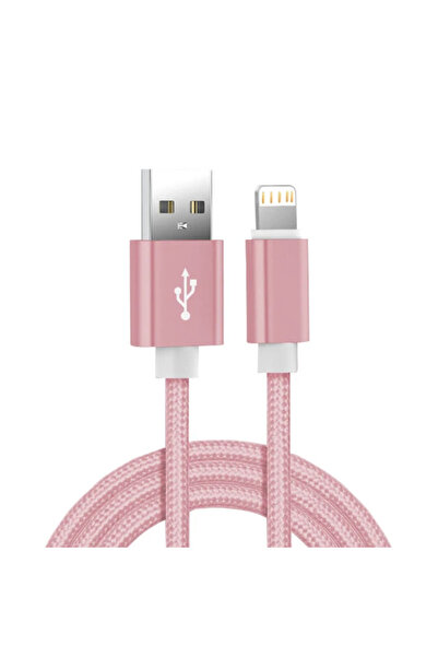 Choice كابل شاحن USB مضفر من النايلون المعدني باللون الوردي بطول 0.25 متر لها...