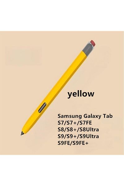 Choice حافظة قلم رصاص من السيليكون باللون الأصفر S7، غطاء قلم اللمس اللوحي بلون سادة لجهاز Samsung Galaxy Tab S6