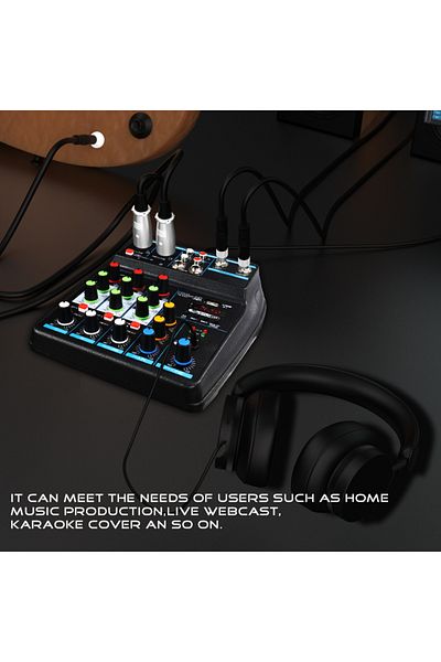 Choice 4 Channel Mixer DJ Mixing Console with Bluetooth 48V Phantom Power Monitor Karaoke System USB Mix...