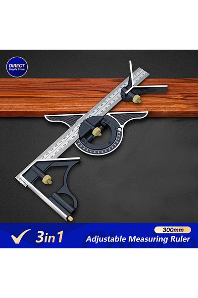 Realmote 300mm Adjustable Woodworking Measuring Ruler - 3 in 1 Multi Combination Square Angle Finder Protrac
