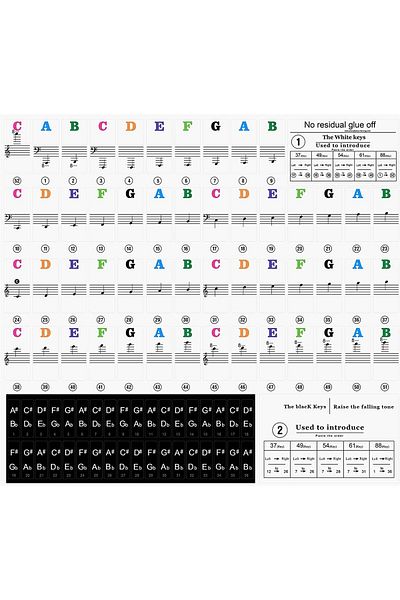 Choice Piano Keyboard Stickers for 37 49 54 61 88 White and Black Keys Music Electronic Piano Keyboard N...
