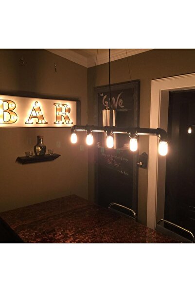 RAMDET 5 Başlıklı Retro Demir Boru Tavan Lambası, Endüstriyel Rustik Tavan Avize Bilardo Lambası Yemek Oda