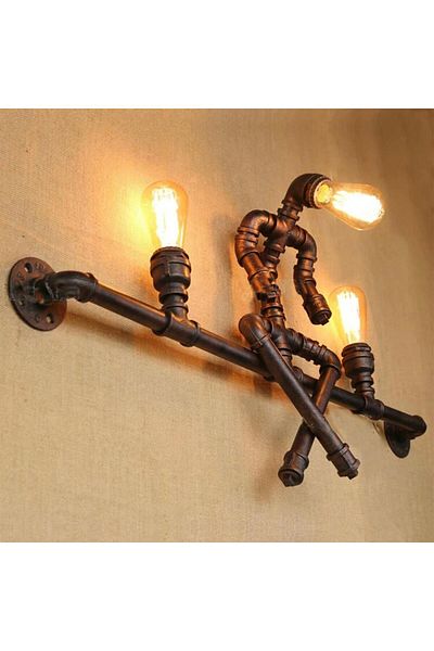 NAKRES Vintage Handmade Industrial Sconce with 3 Heads, Rustic Robot Wall Sconce Cafe Villa Retro Chandelier