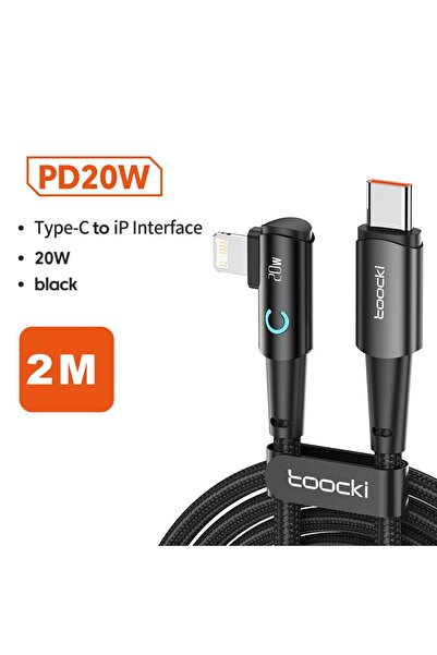 Choice كابل شحن سريع من C إلى L بطول 2 متر من Toocki 20 وات بتقنية Pd 3.0 USB C لهاتف Iphone 15 14 13 12 Pro Max F