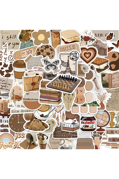 Choice 60pcs 60pcs Ins Aesthetics Art Brown Stickers Vintage For Gift Diy Kids Notebook Luggage Motorcycle